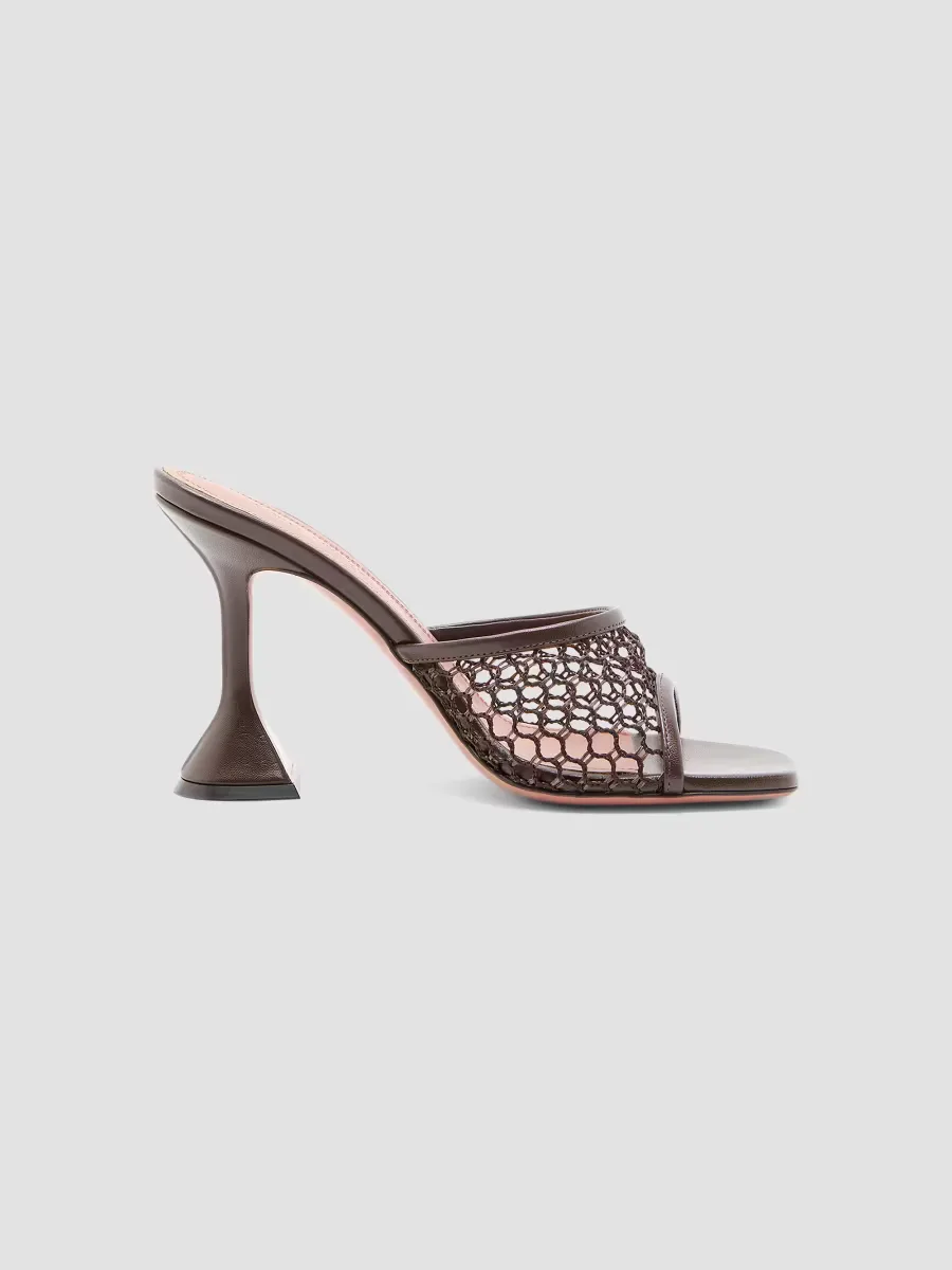 Lupita 95MM Mesh & Leather Mules by Amina Muaddi