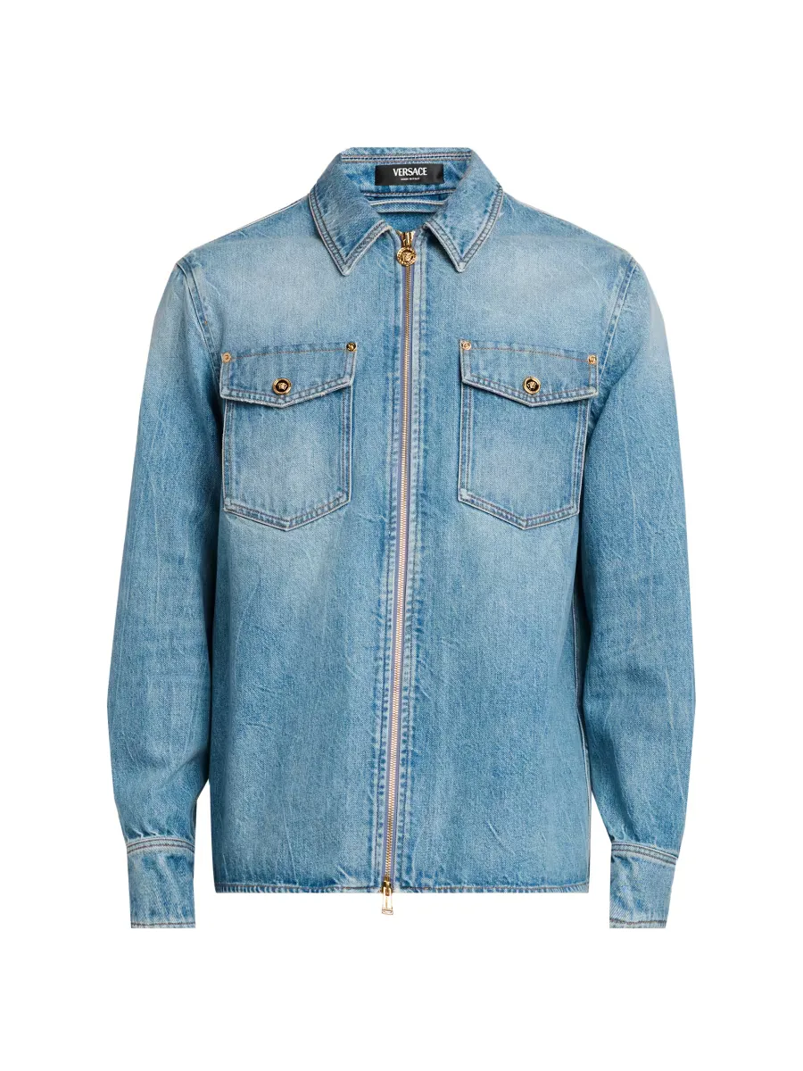 Stone-Washed Denim Shirt by Versace