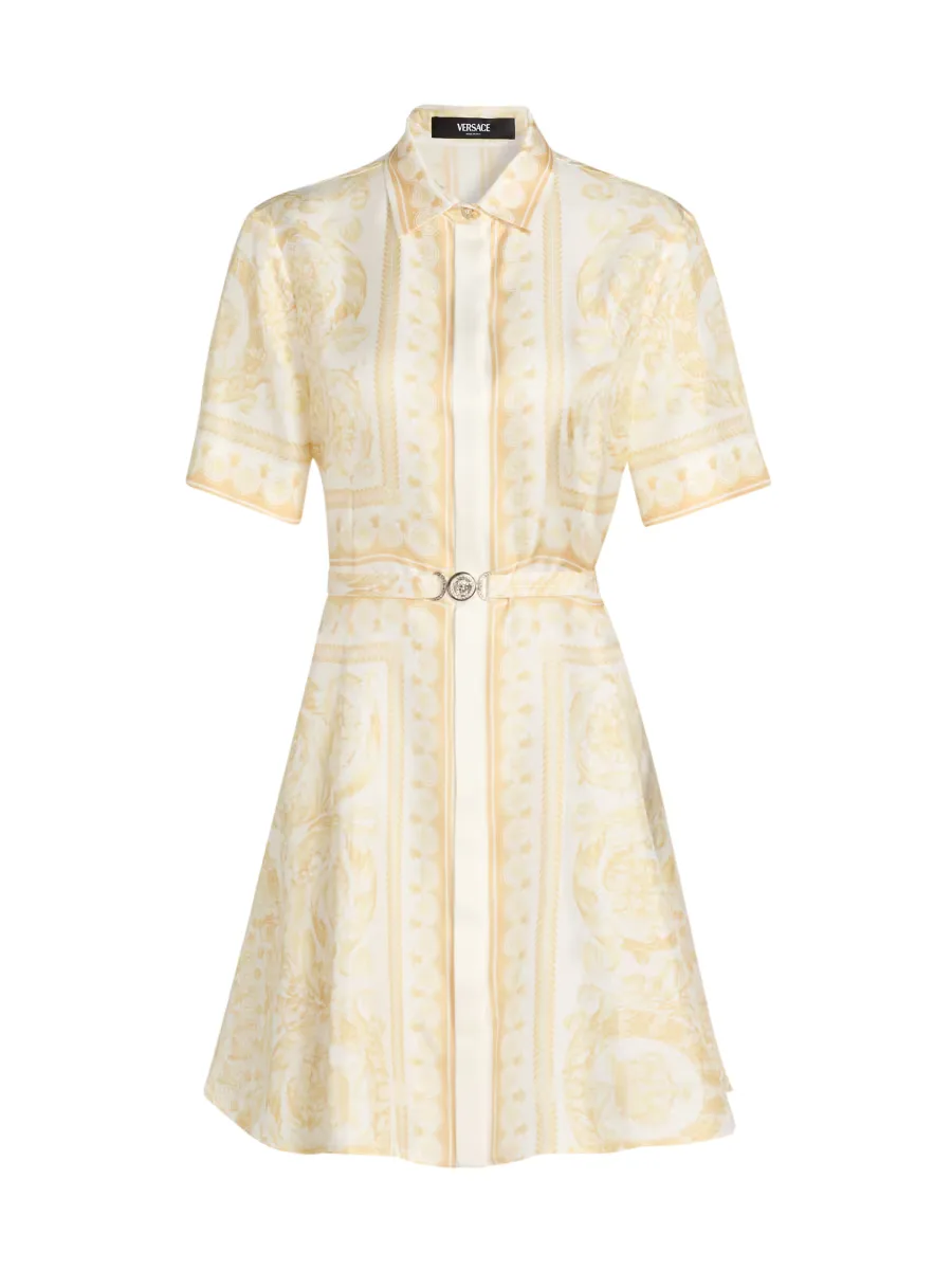 Barocco 92 Foulard Silk Twill Shirtdress by Versace