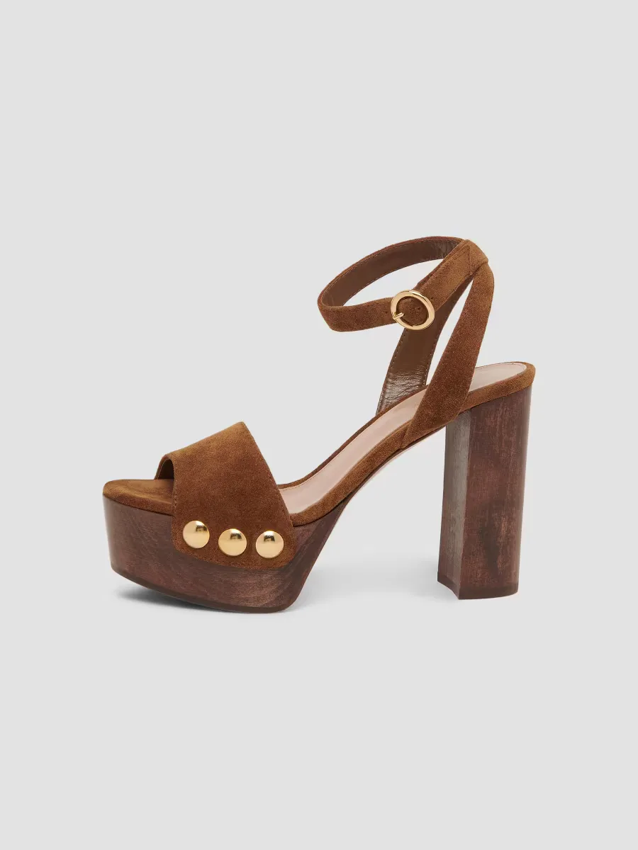 70MM Studded Suede Platform Sandals by Gianvito Rossi