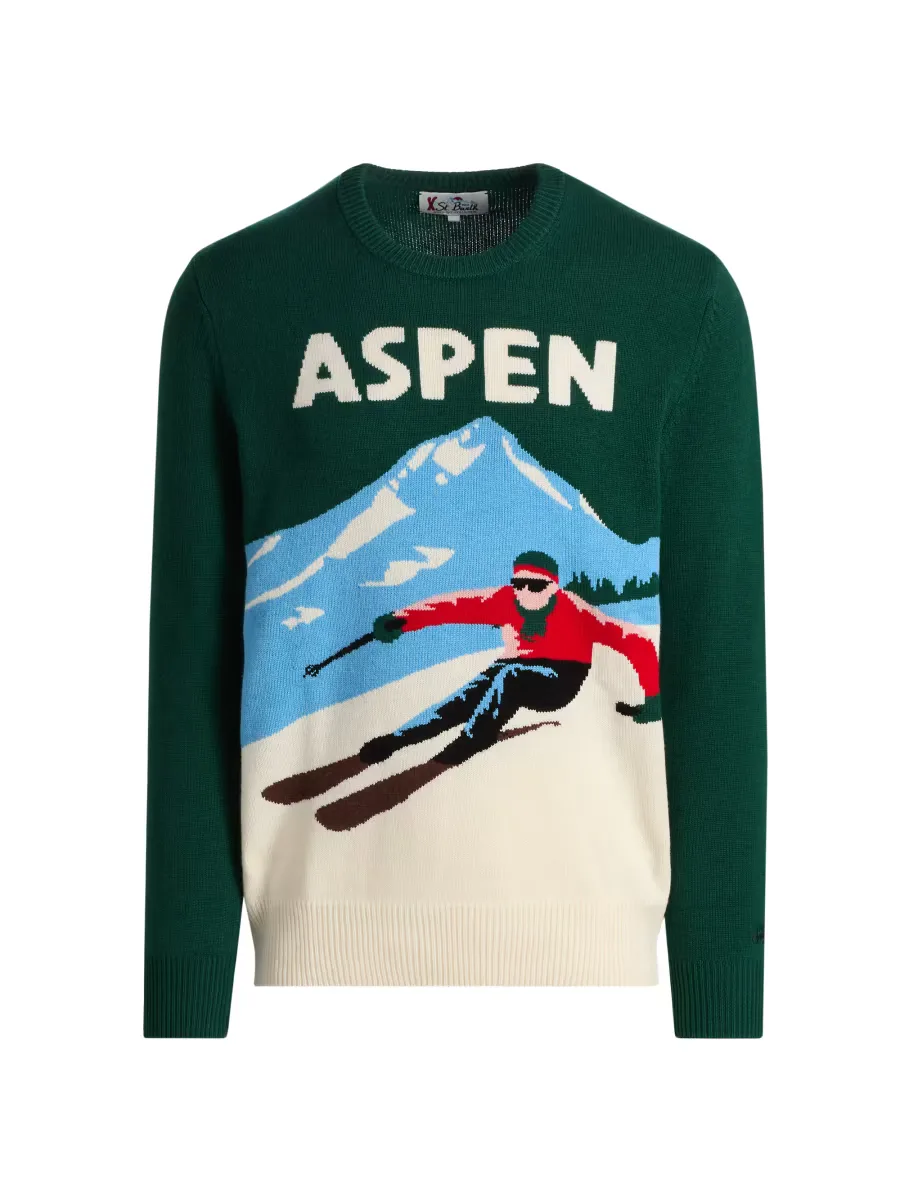 Heron Wool-Blend Jacquard Crewneck Sweater by MC2 Saint Barth