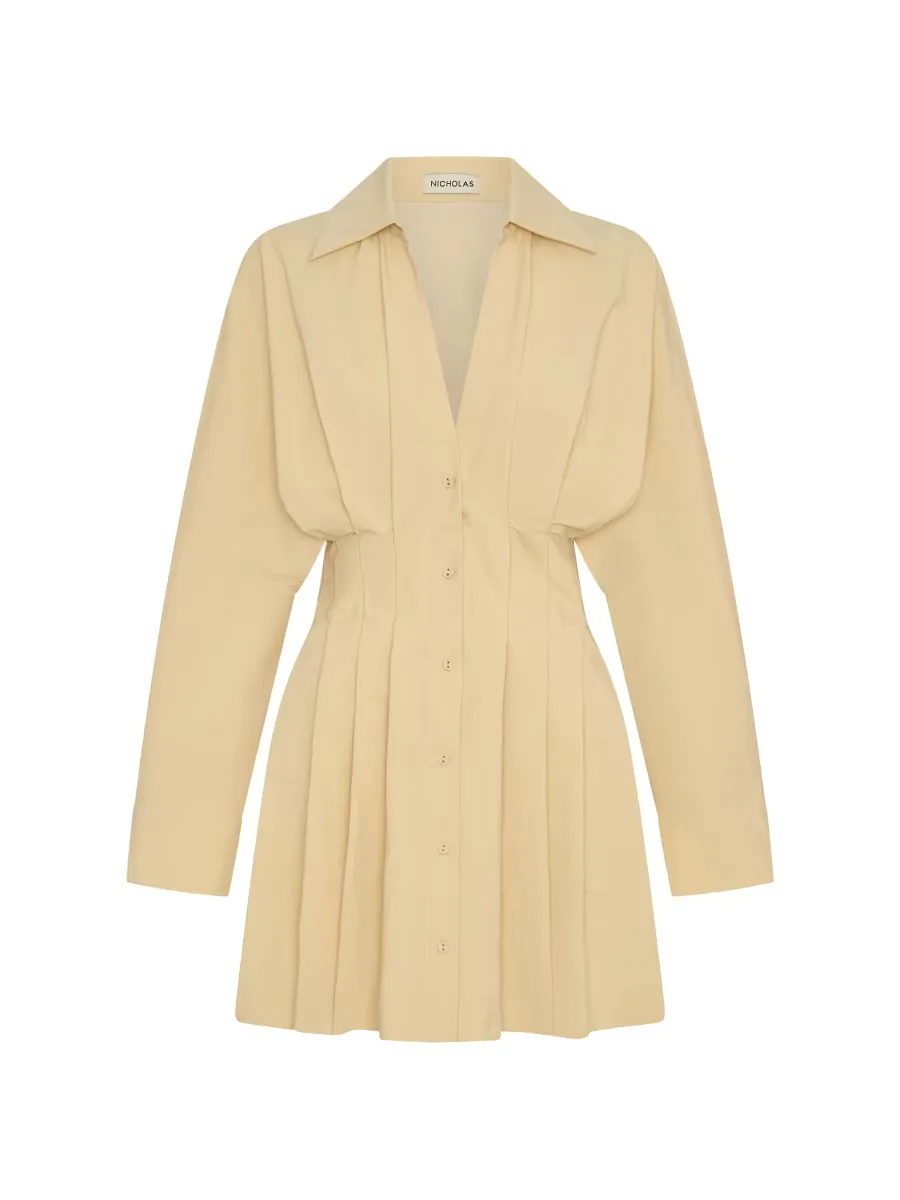 Nicholas the Label Fabienne Pleated Mini Shirtdress by NICHOLAS