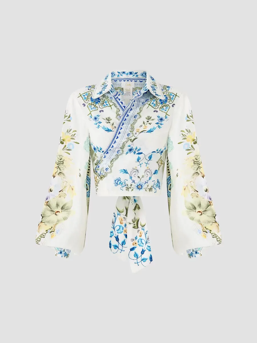 My Homespun Heart Linen Wrap Crop Shirt by Camilla