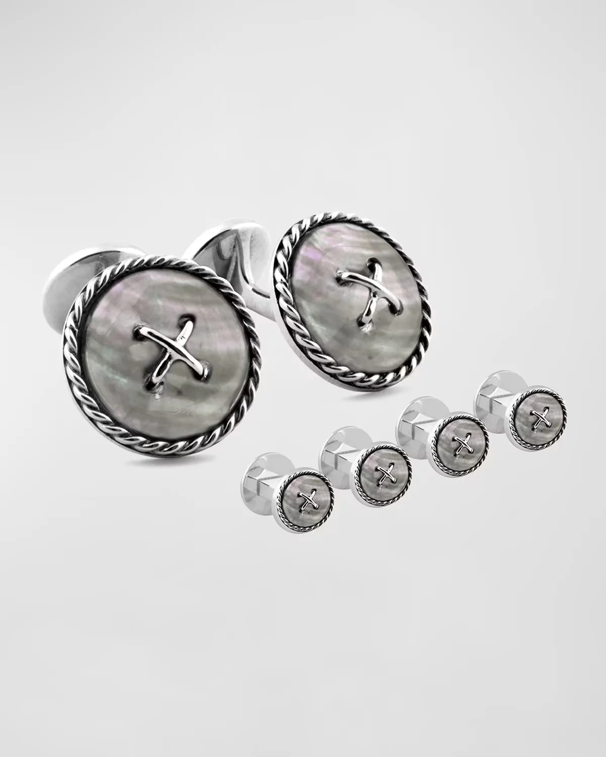 Button Mother-Of-Pearl Cufflink Stud Set by Tateossian
