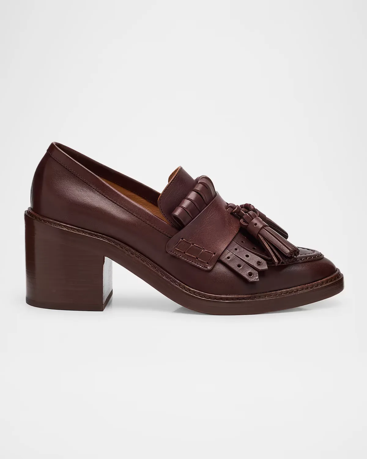 Fiona Leather Tassel Heeled Loafers by Ulla Johnson