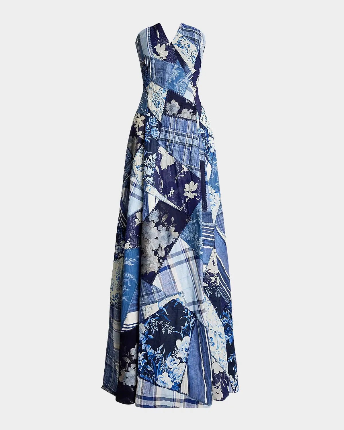 NM x RL Barrick Strapless Patchwork Bustier Gown by Ralph Lauren