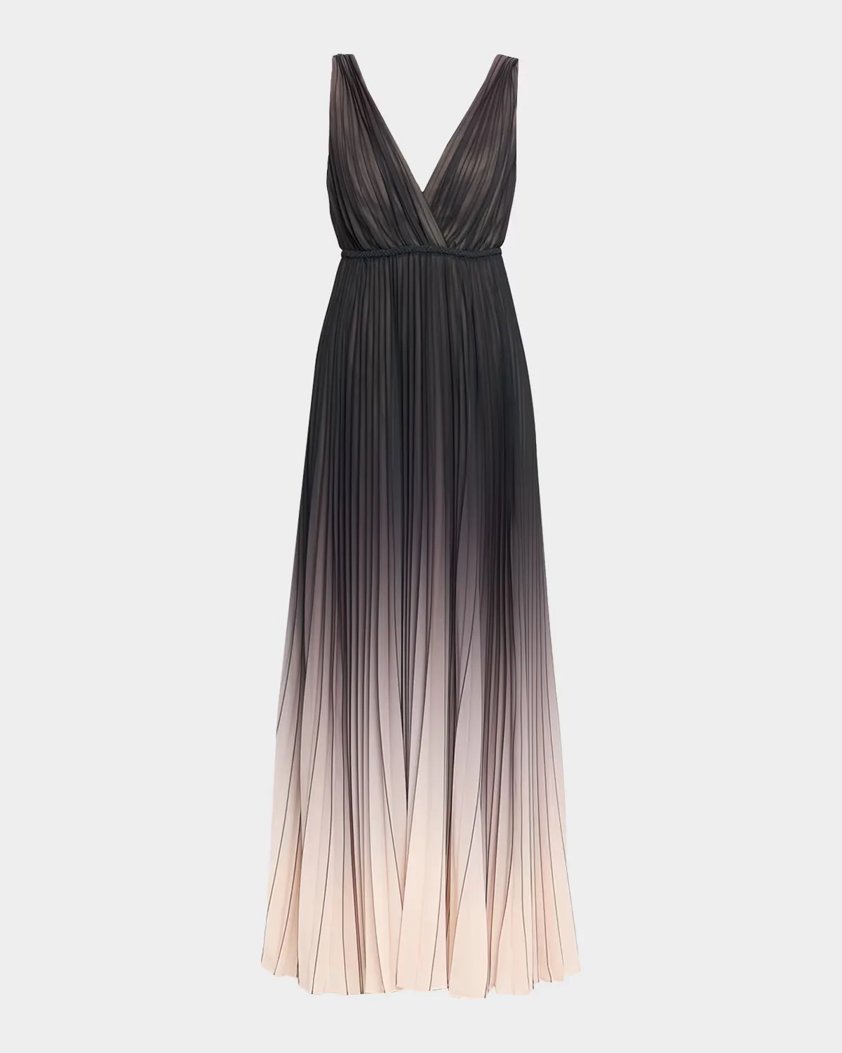 Deep V-Neck Pleated Ombre Gown by Ungaro