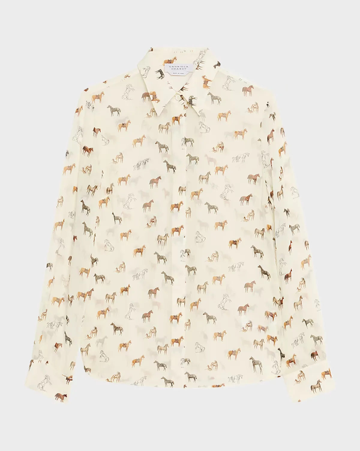 Henri Horse-Print Chiffon Button-Down Blouse by Gabriela Hearst