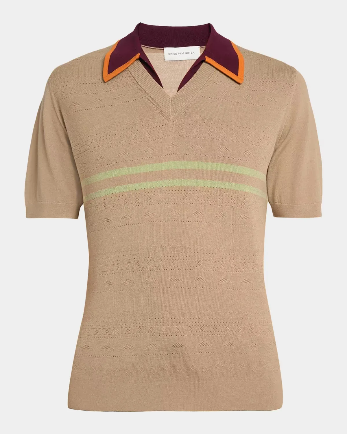 Contrast-Trim Knit Polo Sweater by Dries Van Noten