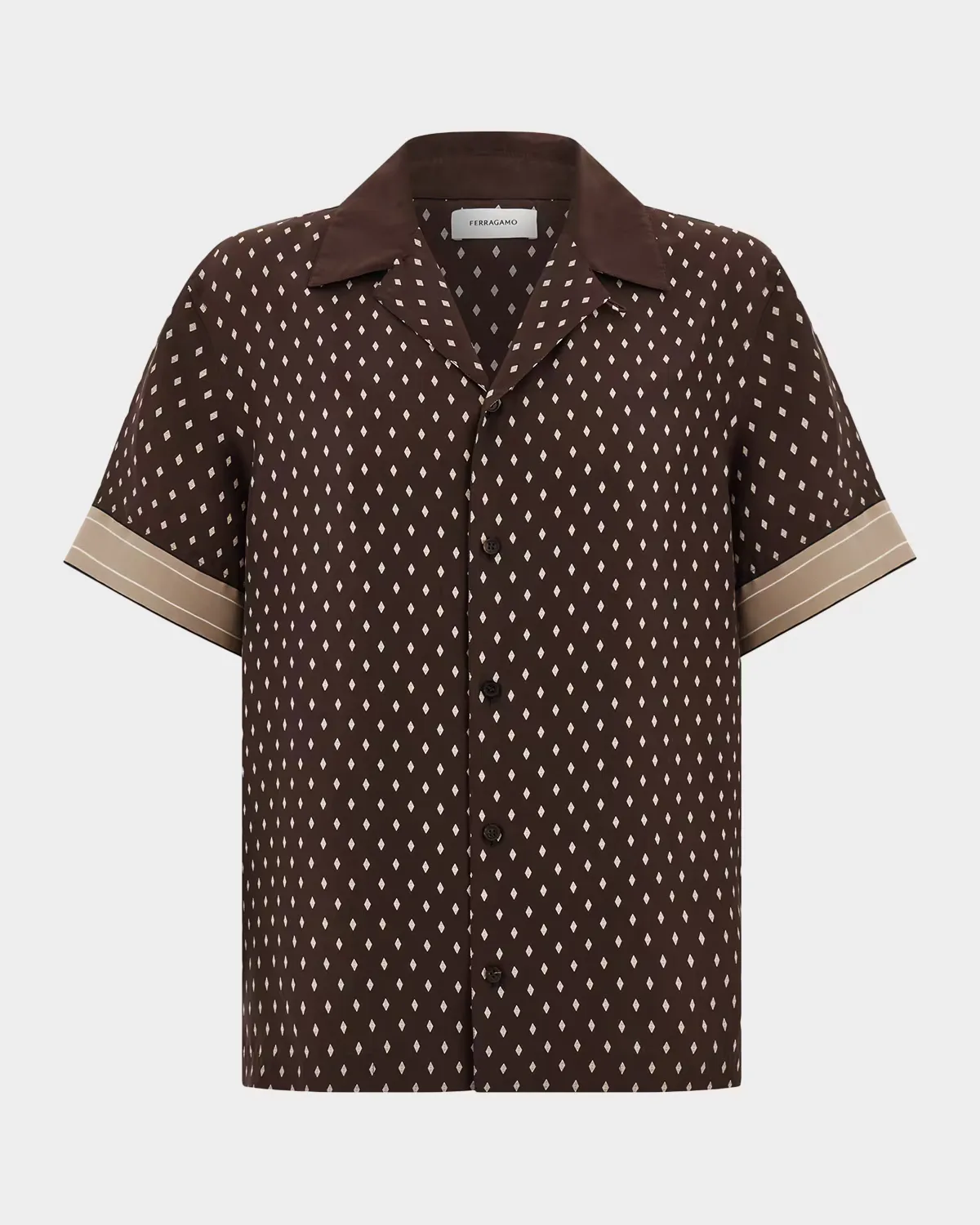 Habotai Silk Short-Sleeve Shirt by Ferragamo