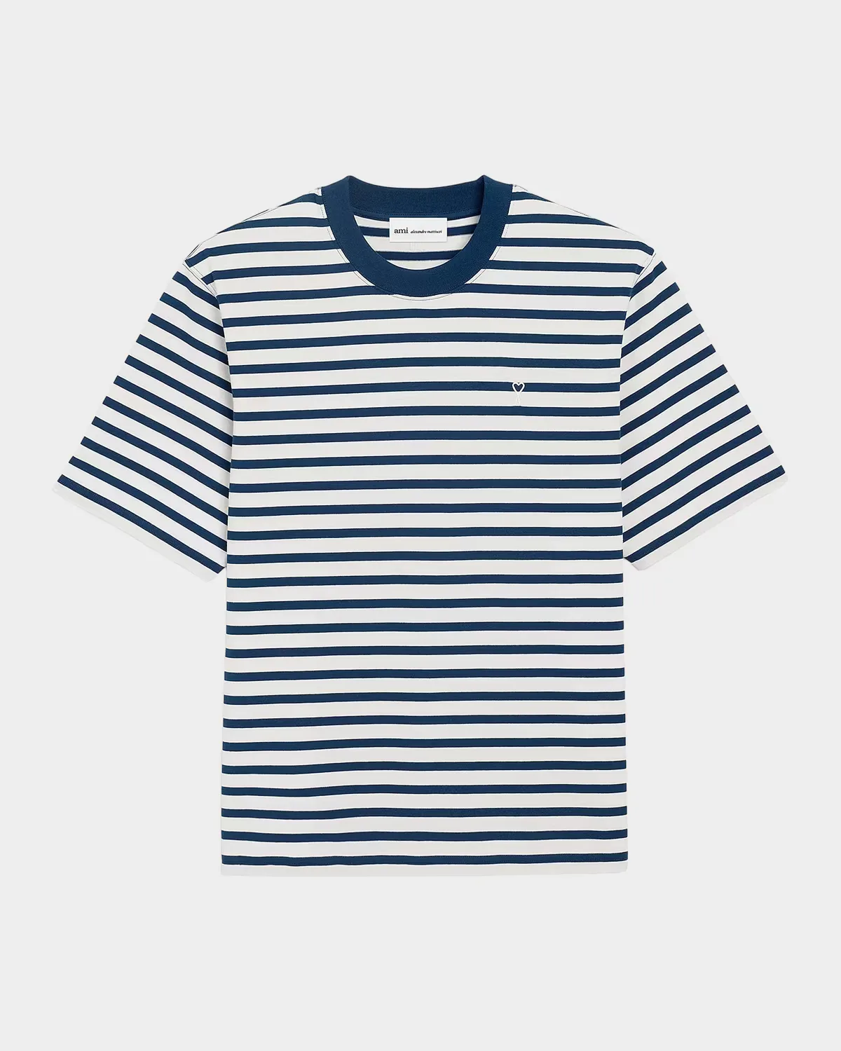 Quota Striped Crewneck Cotton T-Shirt by Ami Paris