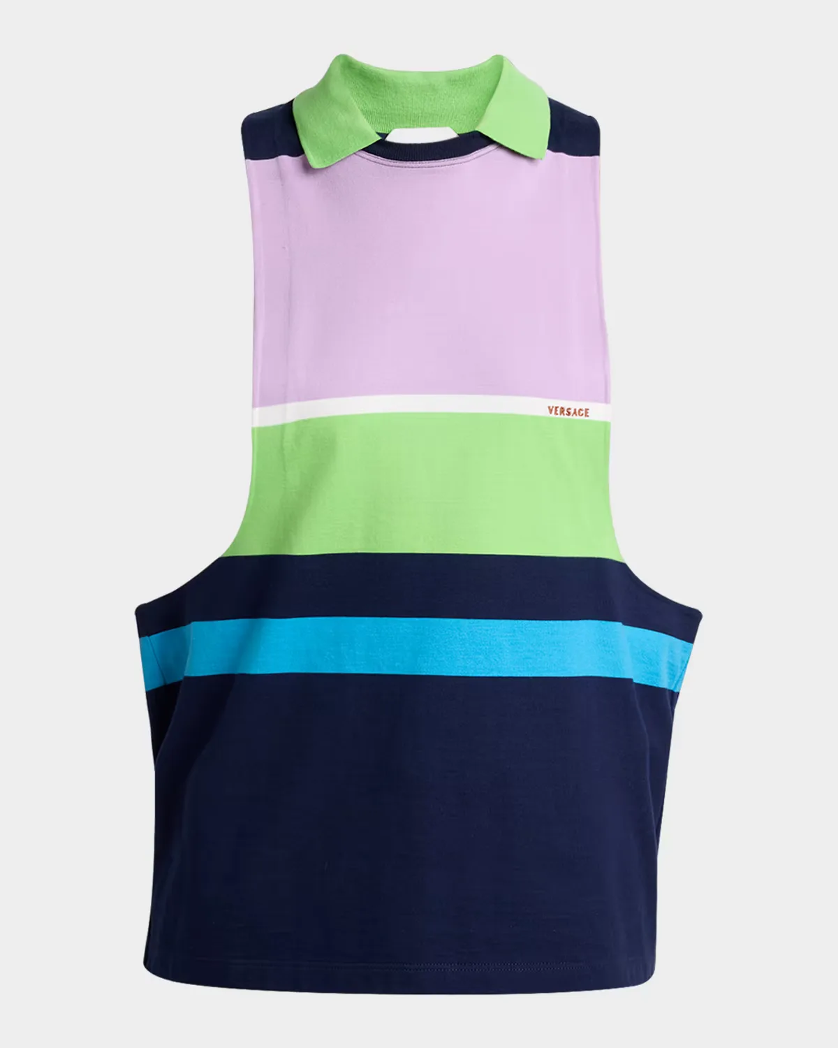 Stripe Sleeveless Collared Sweater by Versace