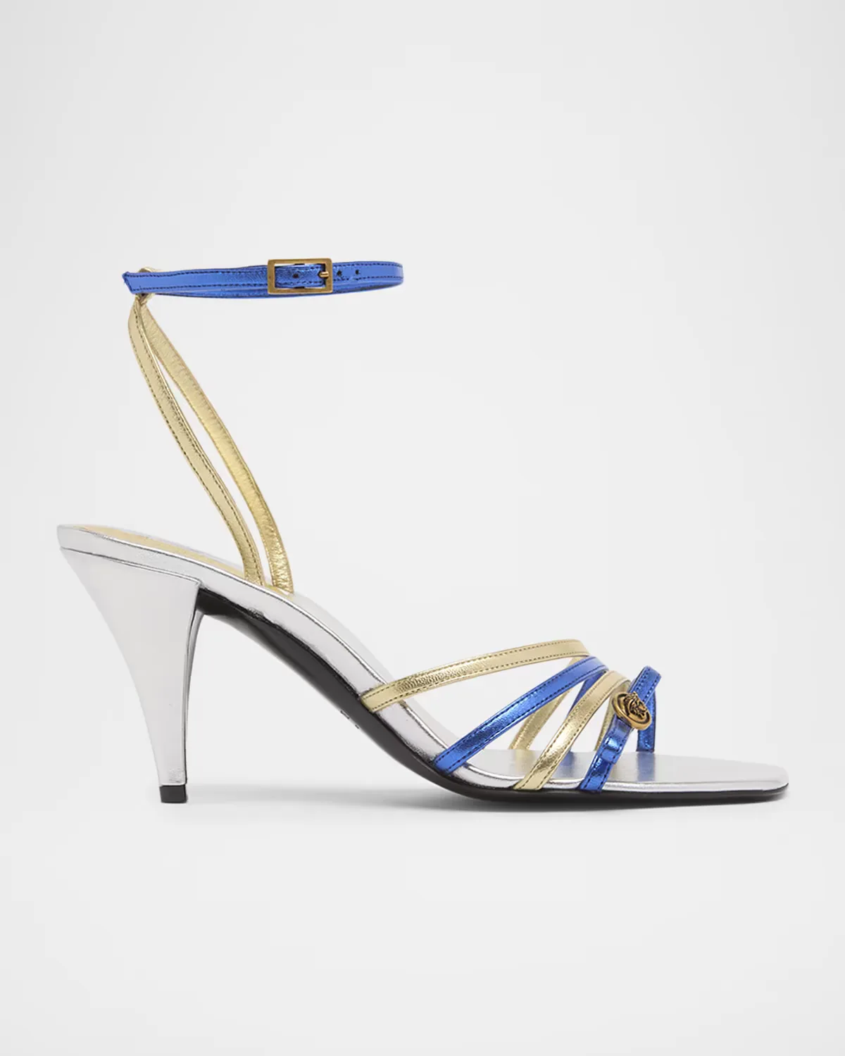 80mm Medusa Metallic Laminated Leather Sandals by Versace