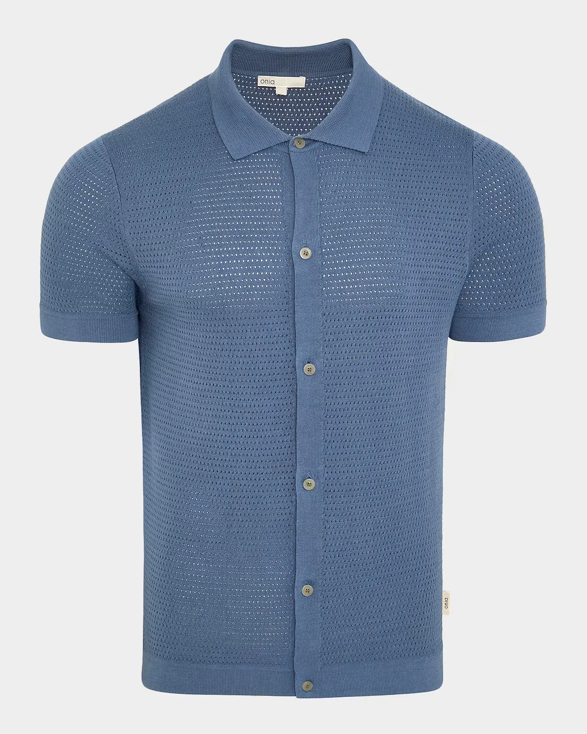Cotton Drop-Needle Knit Short-Sleeve Shirt by Onia