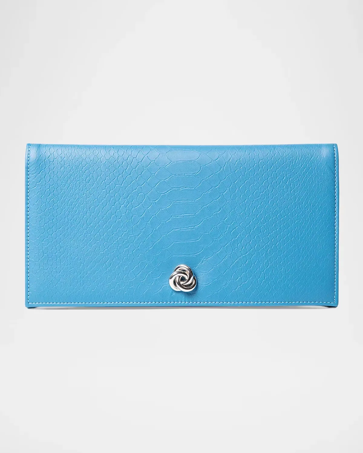 Eloise Snakeskin-Embossed Leather Clutch Bag by Michelle Wilhite