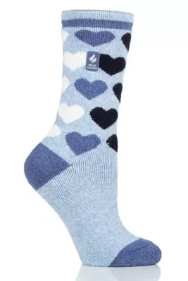 Lite Jennifer Heart Crew Sock - Denim by Heat Holders