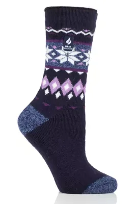Lite Melissa Fairisle Crew Sock - Denim by Heat Holders