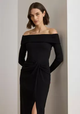 Lauren Ralph Lauren Off the Shoulder Rib and Crepe Gown by Ralph Lauren