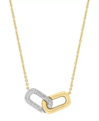 14K Yellow and White Gold Diamond Necklace, 18 In by Lali Jewels