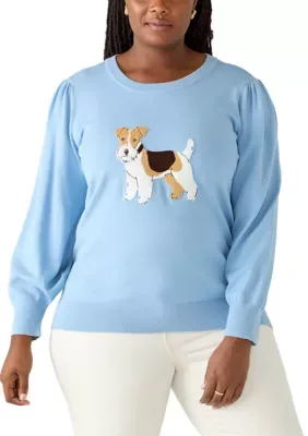 Puff Sleeve Intarsia Sweater by Crown & Ivy