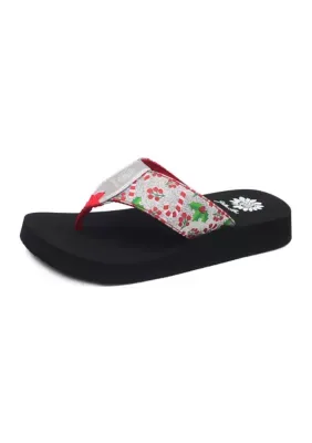 Falala Christmas Print Flip Flop Thong Sandals by Yellow Box