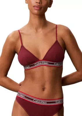 Retro Striped Lightly Lined Triangle Bralette by Calvin Klein