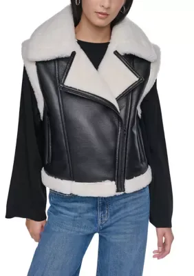 Asymmetrical Sherpa Vest by DKNY