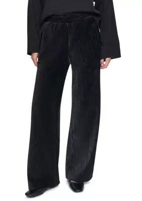 Wide Leg Pull-On Glitter Velvet Pants by DKNY