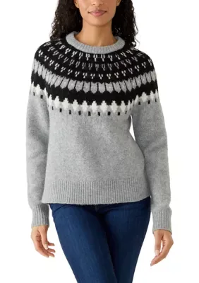 Long Sleeve Fair Isle Print Sweater by Oak & Trellis