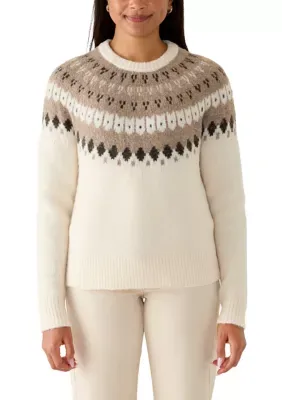Long Sleeve Fair Isle Print Sweater