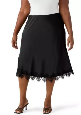 Satin Midi Skirt by CeCe