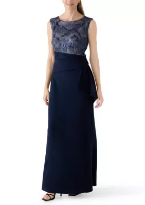 Sleeveless Embroidery Sequin Bodice Column Gown by Brianna