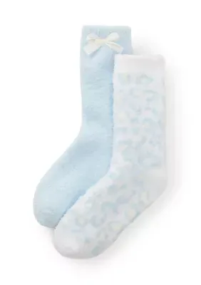 Bow and Leopard Print Cozy Crew Socks by PJ Salvage