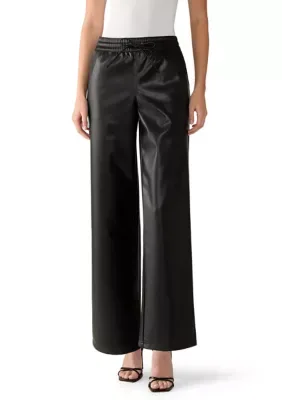 Pull-On Faux Leather Wide Leg Pants by Vanilla Star