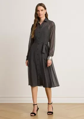 Lauren Ralph Lauren Glen Plaid Belted Chiffon Shirtdress by Ralph Lauren