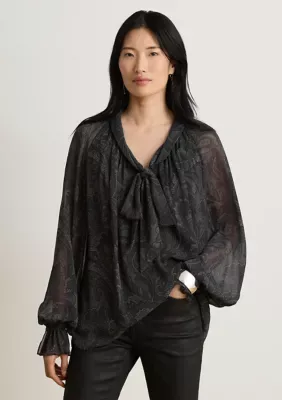 Lauren Ralph Lauren Paisley Georgette Tie-Neck Blouse by Ralph Lauren