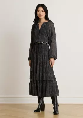 Lauren Ralph Lauren Paisley Crinkle Georgette Tiered Dress by Ralph Lauren