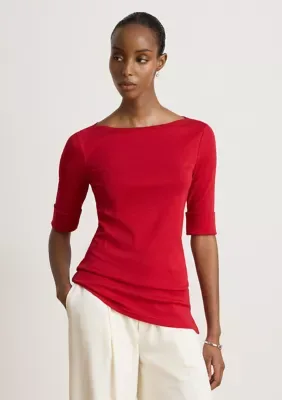 Lauren Ralph Lauren Stretch Cotton Boatneck Tee by Ralph Lauren