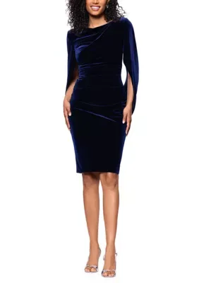Drape Back Ruch Velvet Sheath Dress