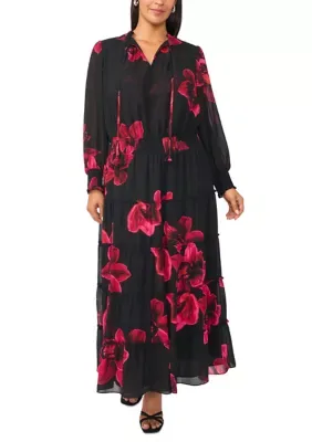 Printed Chiffon A-Line Maxi Dress by Msk