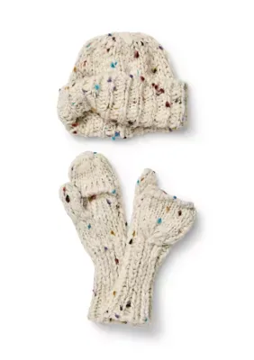 Speckled Hat and Mittens Set by Free People