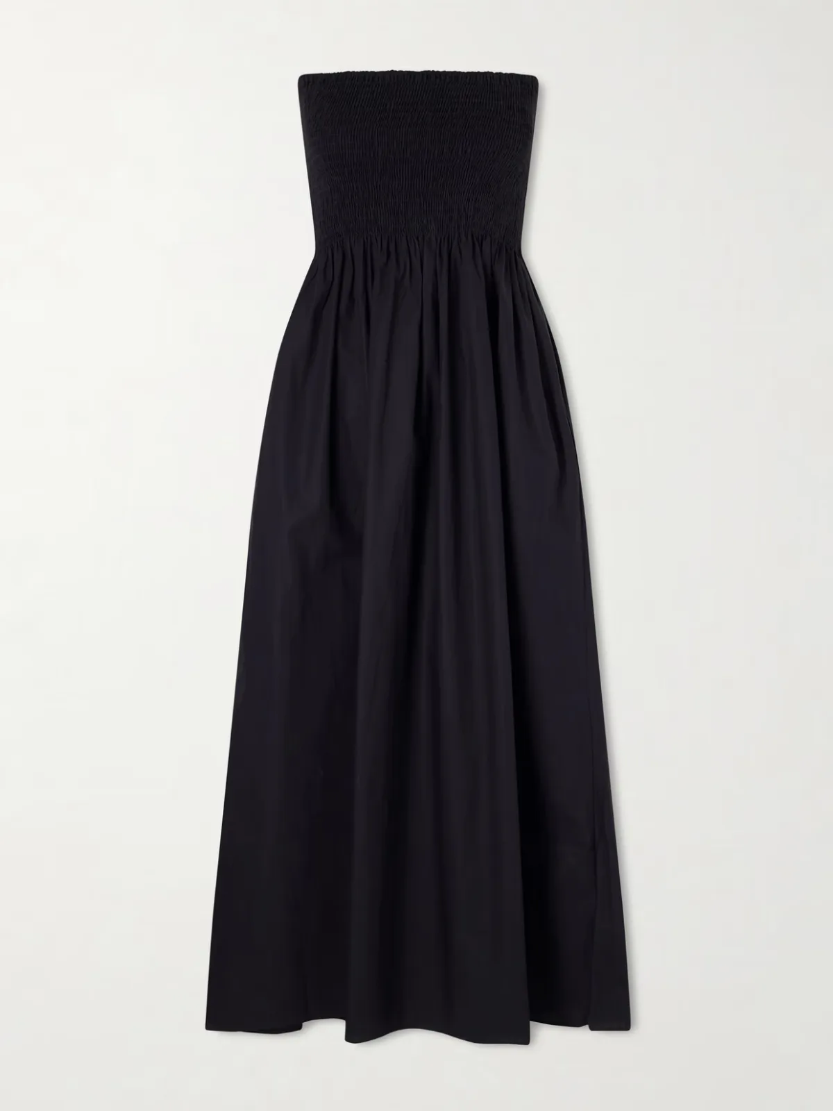 - Jamie Strapless Shirred Cotton-poplin Midi Dress -