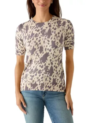 Short Sleeve Cow Print Sweater by Philosophy