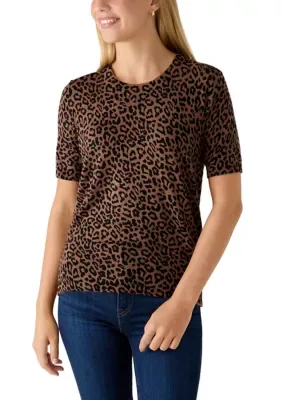 Short Sleeve Cheetah Printed Sweater by Philosophy