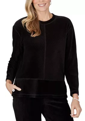 Weekend Warrior Chevron Spliced Cut Velour Top by Alfred Dunner