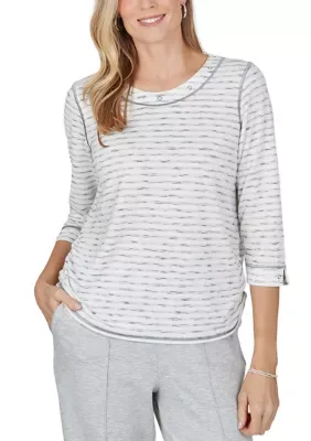 Weekend Warrior Space Dye Striped Top by Alfred Dunner
