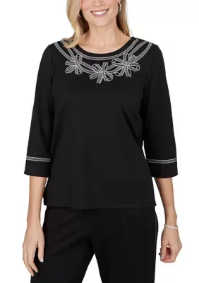 Weekend Warrior Floral Yoke Top by Alfred Dunner