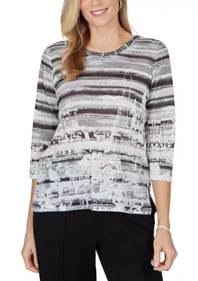 Paris Scenic Print Top by Alfred Dunner