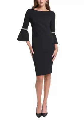 Bell Sleeve Scuba Dress by Calvin Klein