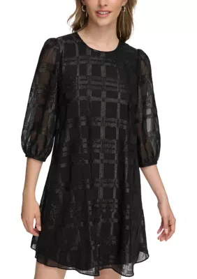 3/4 Sleeve Chiffon Dress by Calvin Klein